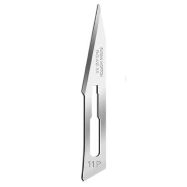 Swann Morton Standard Surgical Blades No.11P, Non-Sterile, Carbon Steel (20 Packets of 5) (0191)