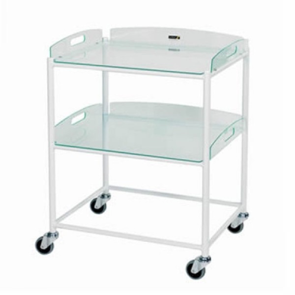 Sunflower DT6 Dressing Trolley 66cm, 2 Glass Effect Safety Trays (Sun-DT6G2)