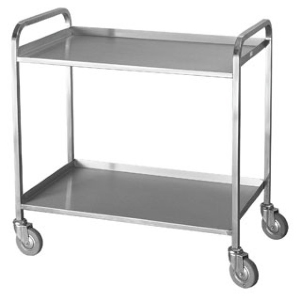 Bristol Maid Stainless Steel Trolley - Heavy Duty, 2 Shelf & Ring Buffers (WT372ZP010)