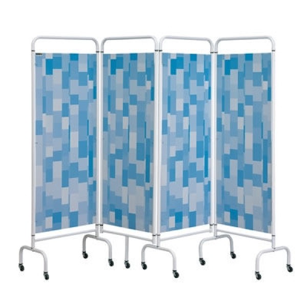 Sunflower Four Panel Screen Blue Patchwork (Sun-MFS4PB)