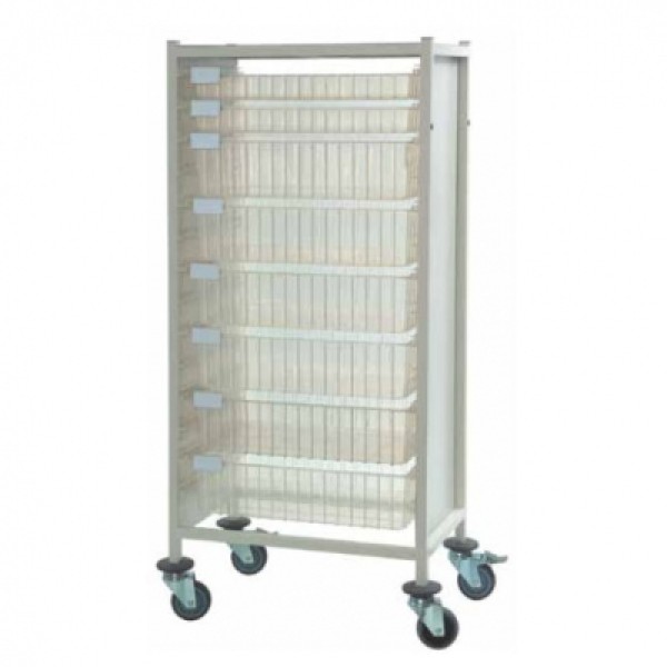 Multi-Store Procedure Trolley Tall Single WIdth - 4 Shallow 5 Deep Trays (CA42014S5D)