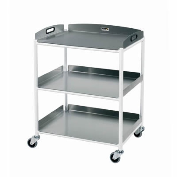 Sunflower DT6 Dressing Trolley 66cm, 3 Stainless Steel Trays (Sun-DT6S3)