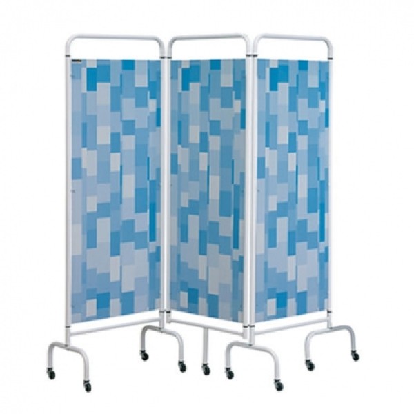 Sunflower Three Panel Screen Blue Patchwork (Sun-MFS3SPB)