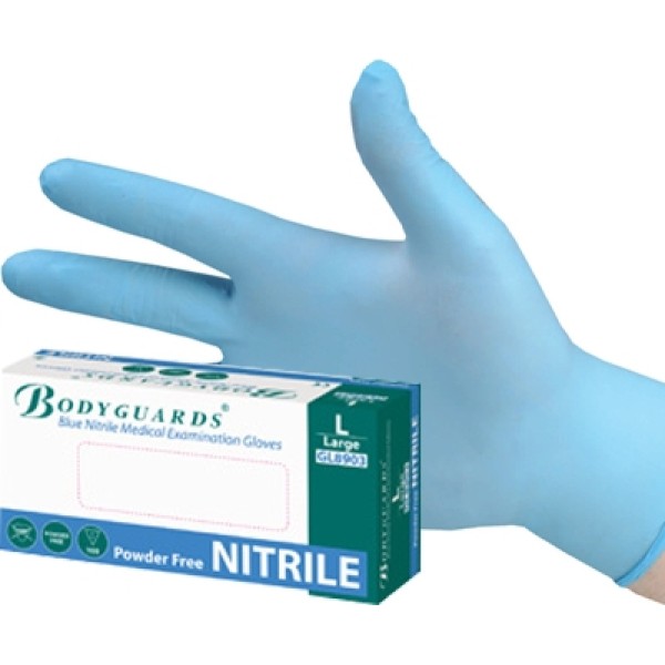 Bodyguards Gloves Blue Nitrile, Non-Sterile, Powder-free, Lat-free, Extra Large (100) (GL8905)