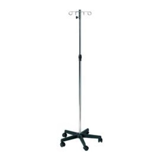 Sunflower Chrome Steel IV Drip Stand, Plastic Base, 4 Metal Hooks (Sun-IV02)