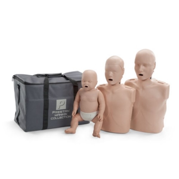 Prestan Professional Family of 3 Manikins with CPR Monitor, 10 Face Shields & Carry Bag (7452)