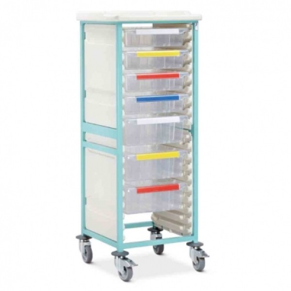 Bristol Maid Caretray Trolley - Mild Steel, High Level, Single Column, 2 x Shallow Trays + 5 x Deep Trays (CTM1/10/2S5D)