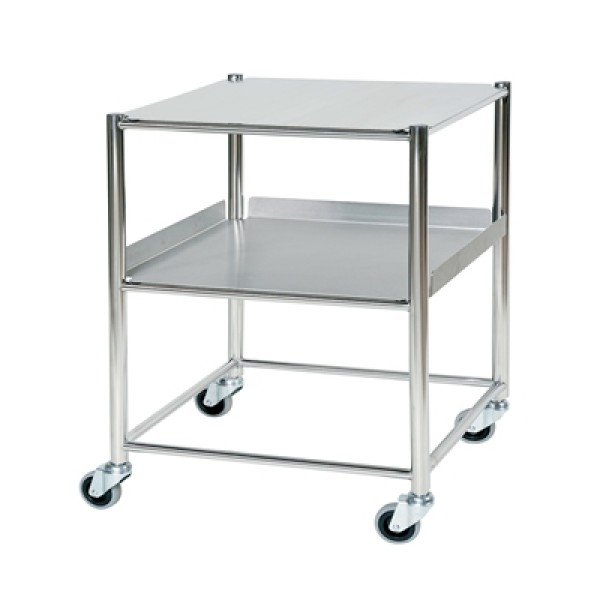 Sunflower Surgical Trolley 66cm, 1 Stainless Steel Tray, 1 Shelf (Sun-ST6S2SF)