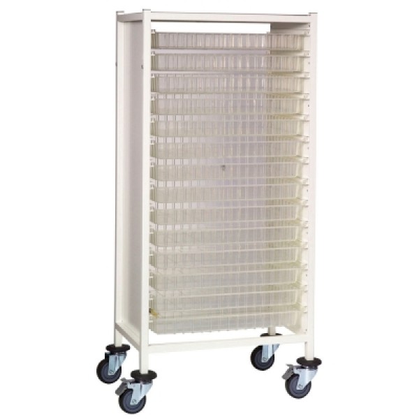 Multi-Store Procedure Trolley Tall Single WIdth - 14 Shallow Trays (CA420114S)