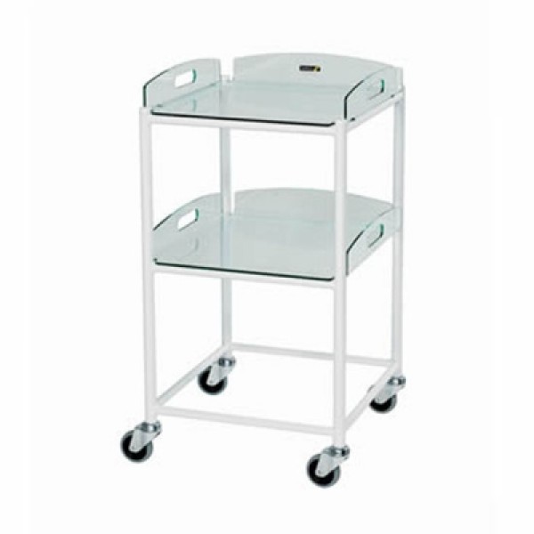 Sunflower DT4 Dressing Trolley 46cm, 2 Glass Effect Safety Trays (Sun-DT4G2)