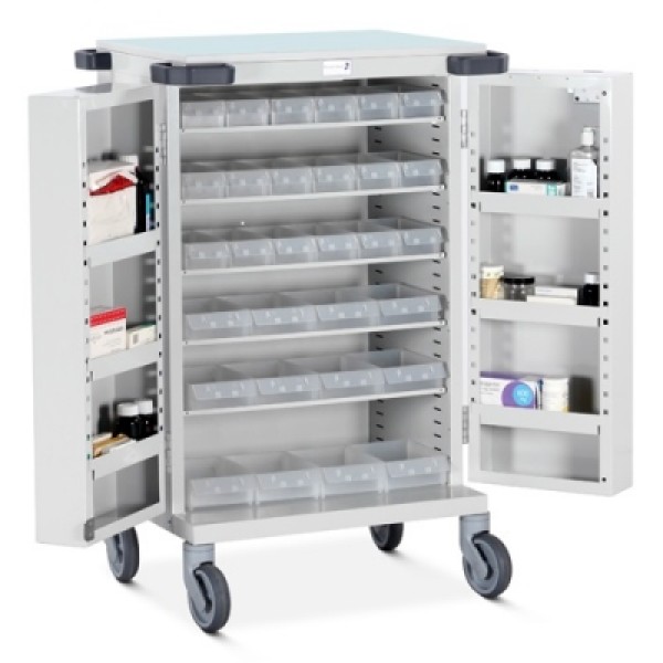 Bristol Maid Pharmacy Trolley - Tray Trolley - 30 Trays with Electronic Lock (PTD/EPB/A18C12)