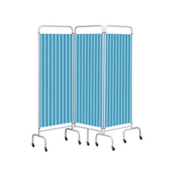 Sunflower Three Panel Screen with Disposable Curtains - Pastel Blue (Sun-MF3DCPB)