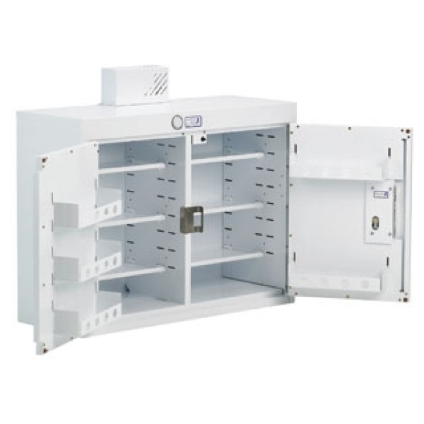 Bristol Maid Drug Cabinet 1000x300x600mm Double Door, Light, 6 Narrow Shelves & 6 Door Shelves (PC175)