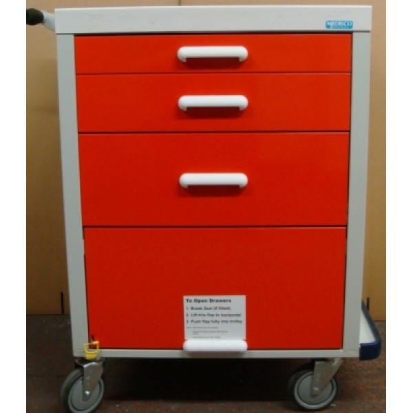 Medisco M-94E Emergency Resuscitation Trolley - 4 Drawers