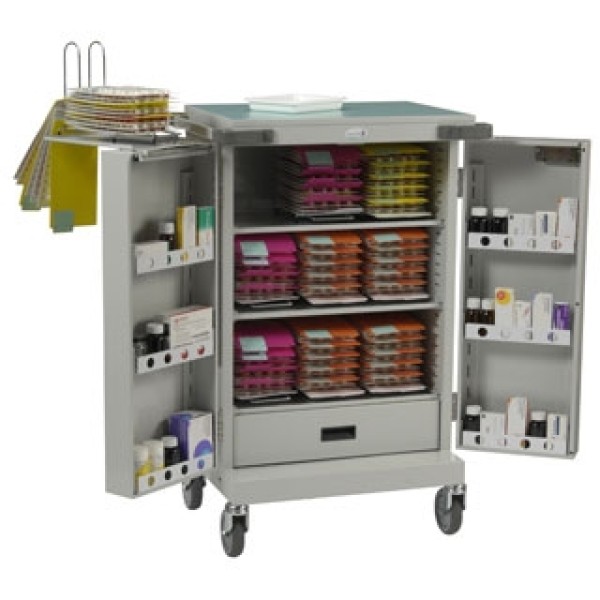 Bristol Maid Monitored Dosage Trolley - Double Door 9 MDS Frame & Three Sliding Shelves & Drawer (UD230)