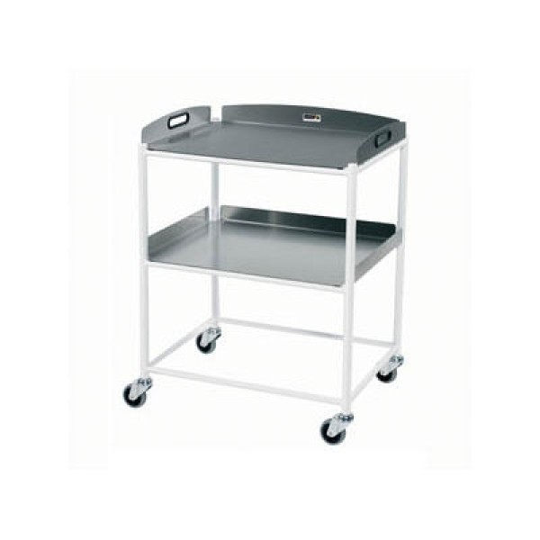 Sunflower DT6 Dressing Trolley 66cm, 2 Stainless Steel Trays (Sun-DT6S2)