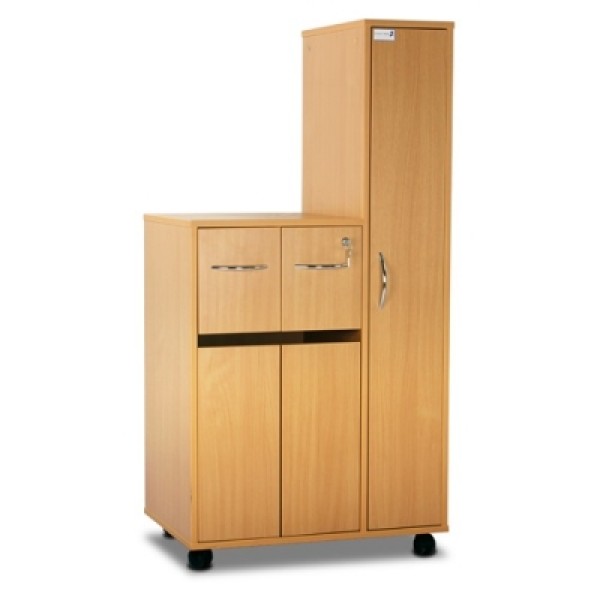 Bristol Maid Compact Bedside Cabinet / Wardrobe Combination - Right Hand Opening - Double Upper Drawer, Lower Cupboard with Double Doors and Adjustable Shelf - Beech (BC2CWR/BE)