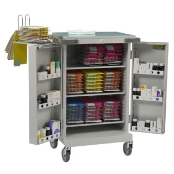 Bristol Maid Monitored Dosage Trolley - Double Door 9 MDS Frame & Three Sliding Shelves (UD220)