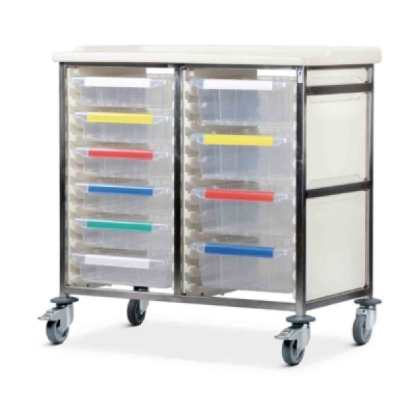 Bristol Maid Caretray Trolley - Stainless Steel, Standard Level, Double Column, 8 x Deep Trays (CTS2/10/8D)