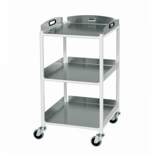 Sunflower DT4 Dressing Trolley 46cm, 3 Stainless Steel Trays (Sun-DT4S3)