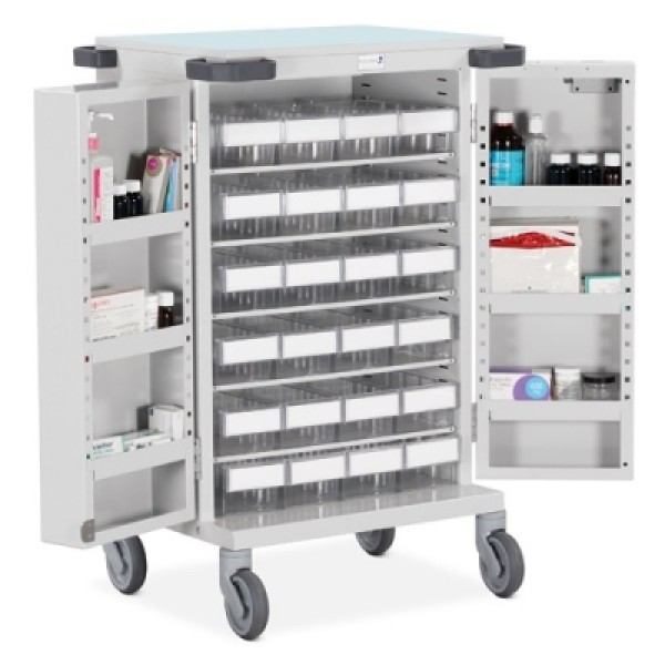 Bristol Maid Pharmacy Trolley - Tray Trolley - 24 Trays with Electronic Lock (PTD/EPB/LP24)