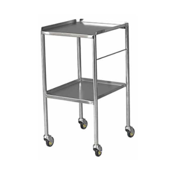 Bristol Maid Dressing Trolley - Stainless Steel - 2 Fixed Shelves - Upturned Flanges - 450mm Wide (DTSF/450)