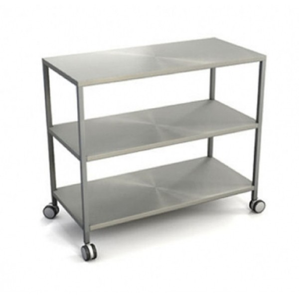 Freeway Full Stainless Steel Double Dressing Trolley 1000mm Wide - 3 Shelves (FW2802-3)