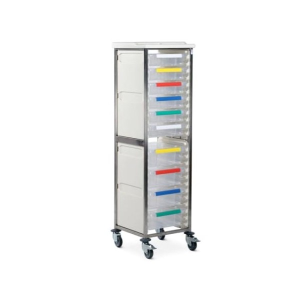 Bristol Maid Caretray Racks - Stainless Steel, Mobile, Single Column, 2 x Shallow Trays + 6 x Deep Trays (CRSM1/18/2S6D)