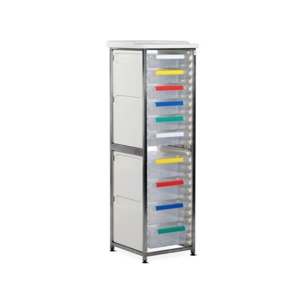 Bristol Maid Caretray Racks - Stainless Steel, Static, Single Column, 3 x Shallow Trays + 6 x Deep Trays (CRSS1/18/3S6D)