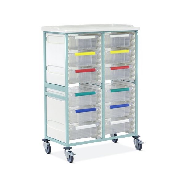 Bristol Maid Caretray Trolley - Mild Steel, High Level, Double Column, 12 x Deep Trays (CTM2/14/12D)