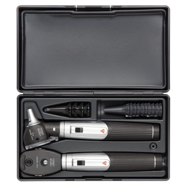 Heine Mini 3000 Combi Set with Fibre Optic Otoscope, 2 Handles, Hard Eco Storage Case (D-873.11.021)