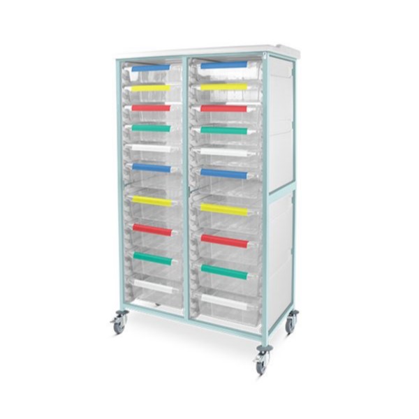 Bristol Maid Caretray Racks - Mild Steel, Mobile, Double Column, 10 x Shallow Trays + 10 x Deep Trays (CRMM2/18/10S10D)