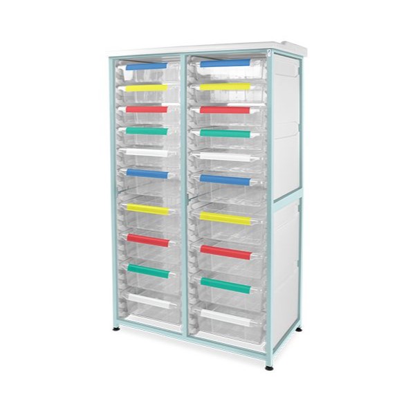 Bristol Maid Caretray Racks - Mild Steel, Static, Double Column, 10 x Shallow Trays + 10 x Deep Trays (CRMS2/16/10S10D)