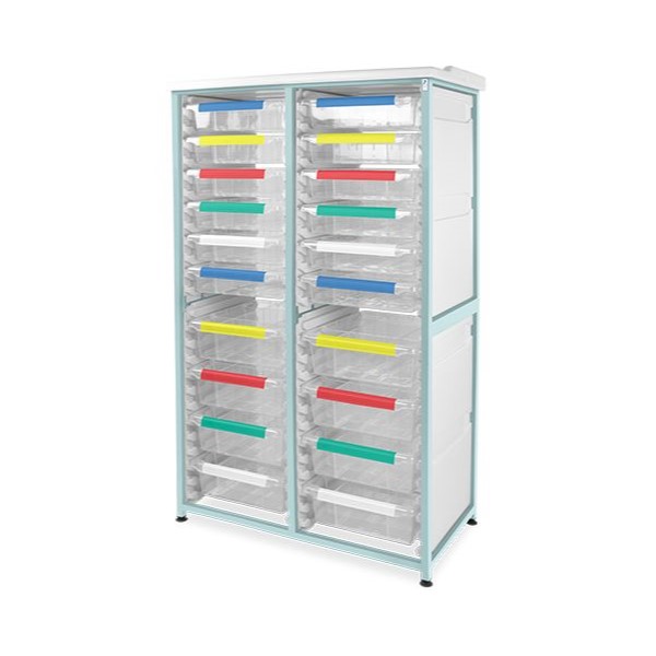 Bristol Maid Caretray Racks - Mild Steel, Static, Double Column, 12 x Shallow Trays + 8 x Deep Trays (CRMS2/16/12S8D)