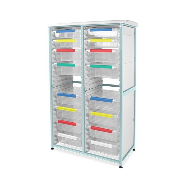 Bristol Maid Caretray Racks - Mild Steel, Static, Double Column, 4 x Shallow Trays + 12 x Deep Trays (CRMS2/16/4S12D)