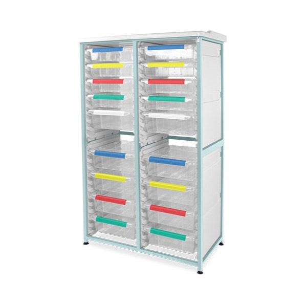 Bristol Maid Caretray Racks - Mild Steel, Static, Double Column, 8 x Shallow Trays + 10 x Deep Trays (CRMS2/16/8S10D)