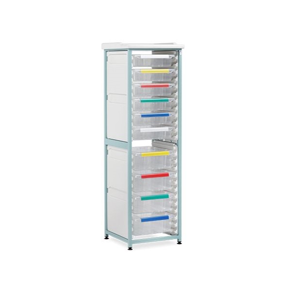 Bristol Maid Caretray Racks - Mild Steel, Static, Single Column, 3 x Shallow Trays + 6 x Deep Trays (CRMS1/16/3S6D)