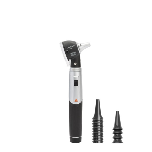 Heine Mini 3000 F.O Otoscope Kit 2.5V - Battery Handle + Reusable Tips + AllSpec Disposable Tips (D-001.70.120)