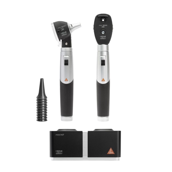 Heine Mini 3000 Set LED - Ophthalmoscope + Otoscope (F.O.) + 2 Rechargeable Handles (D-860.11.022)