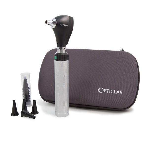 Opticlar S1 LED F.O. Otoscope Set with ADAPT C Cell Handle, Disposable Tips & Zip Case (100.020.040)