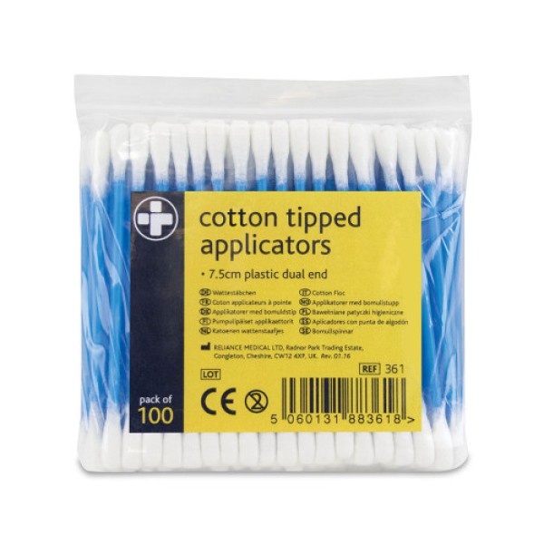 Reliance Cotton Tipped Applicators 7.5cm (Box of 100) (RL361)