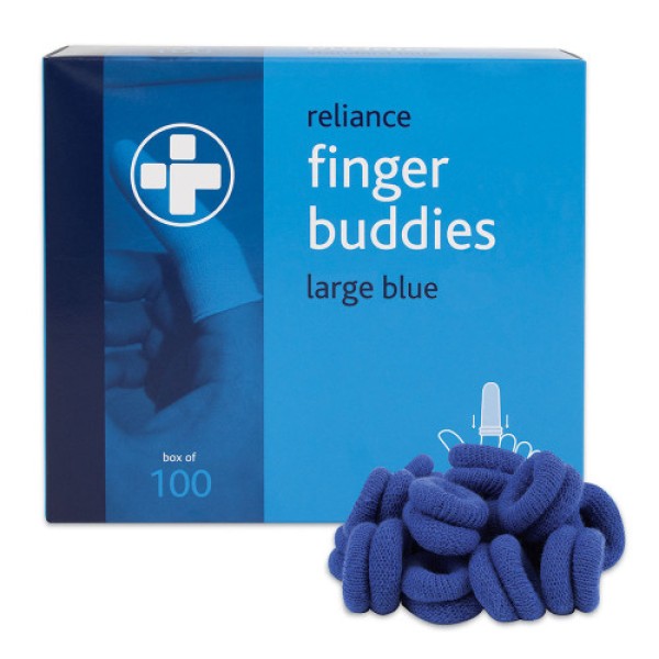 Reliance Finger Buddies Blue Large (Box of 100) (RL694)