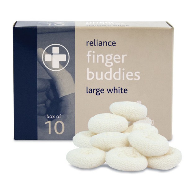 Reliance Finger Buddies White Large (Box of 10) (RL492)