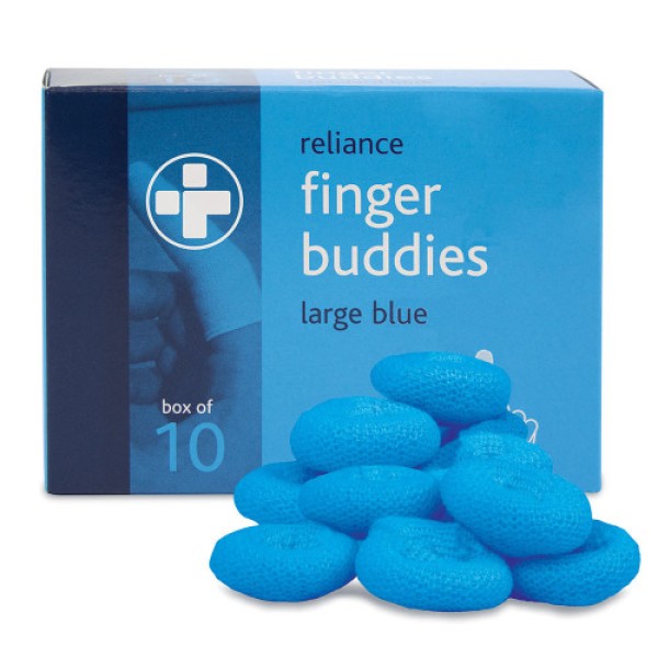 Reliance Finger Buddies Blue Large (Box of 10) (RL496)