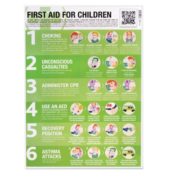 Reliance First Aid for Children Guidance Poster - Laminated (RL4534)