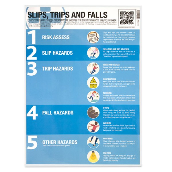 Reliance Slips, Trips and Falls Guidance Poster - Laminated (RL4533)