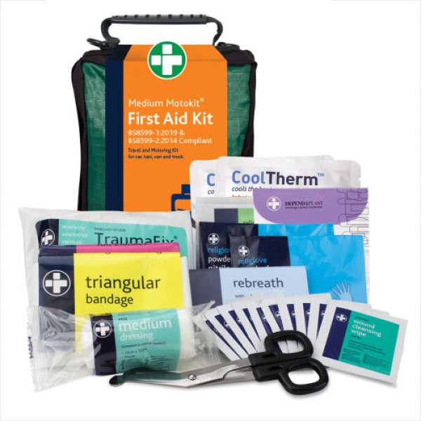 Reliance Medium Travel & Motoring First Aid Kit in Green Stockholm Bag (RL3014)