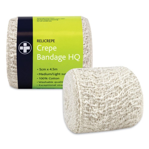 Relicrepe Crepe Bandage 5cm x 4m Roll Hospital Quality (RL703)