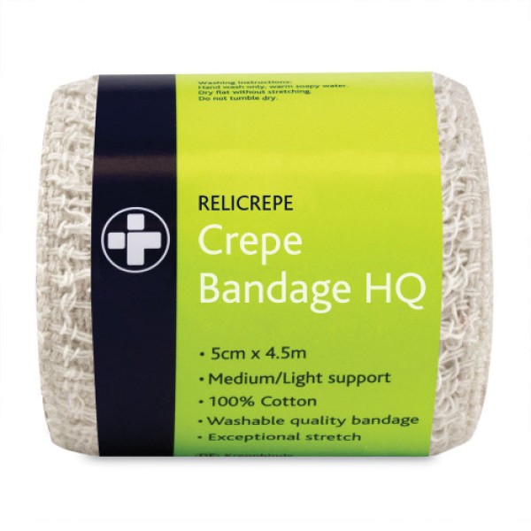 Relicrepe Crepe Bandage 5cm x 4m Roll Hospital Quality (RL703)