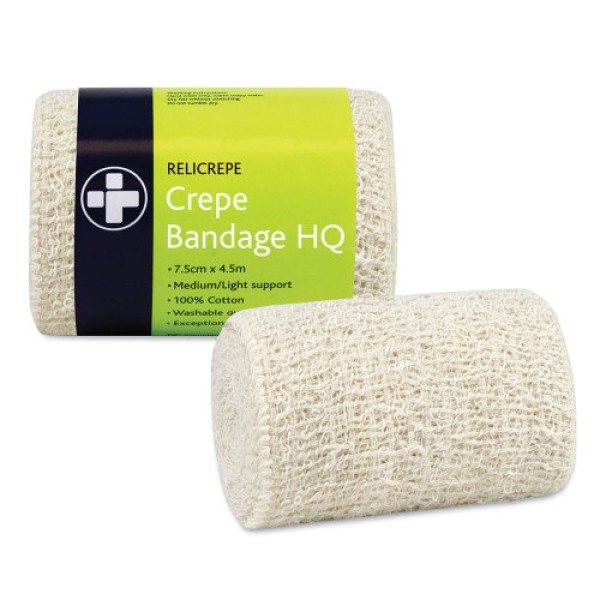 Relicrepe Crepe Bandage 7.5cm x 4m Roll Hospital Quality (RL803)